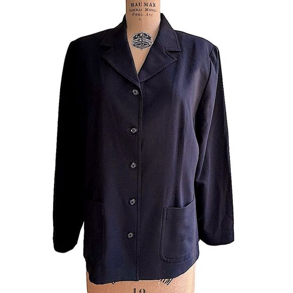 JM Collection Black lightweight unlined rayon blend blazer size 10 - Picture 1 of 9